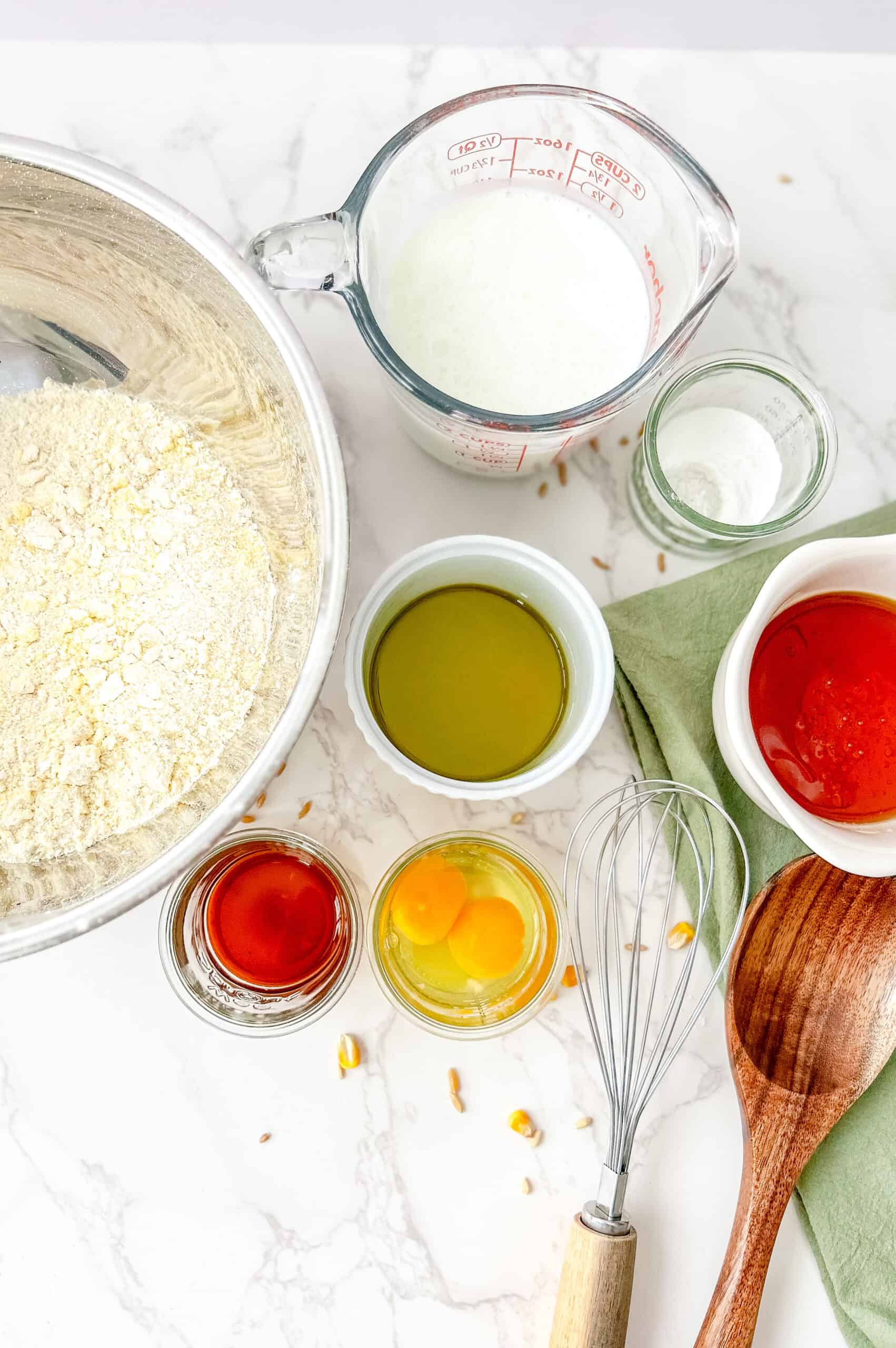 Ingredients for fresh milled flour cornrbead